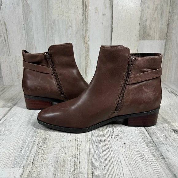 New Bella Vita Dora Brown Leather Block Heel Ankle Bootie  #1225. - Picture 14 of 14